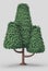 Single tree with dense leaves, stylize tree model covered by green leaves, isolated basic shape tree model, no people and white