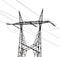 Single twin electrical steel pylon on white