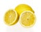 Single and two halves lemon fruit isolated on a white background