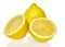 Single and two halves lemon fruit isolated on a white background