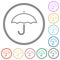 Single umbrella outline flat icons with outlines
