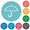 Single umbrella outline flat round icons