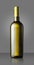 Single unlabelled green white wine bottle on grey