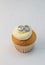 Single vanilla sponge cup cake with silver glitter number 30 on