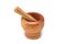 Single Vintage Wooden Mortar And Pestle , Top View, Clos