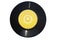Single vinyl record 45 rpm with empty yellow label suitable