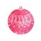 Single watercolor red Christmas ball on isolated white background.