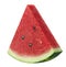 Single watermelon triangular slice isolated on white background