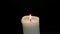 single white candle burning. burning candle on a black background video full hd