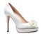 Single White High Heeled Shoe with White Flowers AI Generated PNG or JPG