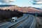 Single White lorry truck on country highway