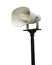 Single white megaphone with black pole isolate