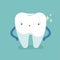 Single white tooth, healthy tooth, oral hygiene, vector modern