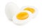 Single whole boiled egg with halved egg isolated on a white background