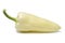 Single whole fresh white pointed bell pepper on white background close up