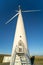 Single wind turbine, windmill entrance. Sustainable enery concept