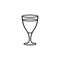 Single wine glass outline illustration on white background