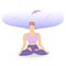 Single Women Meditating in Lotus Pose and Birds