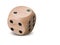 Single wooden Dice on white background