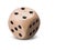 Single wooden Dice on white background