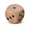 Single wooden Dice on white background