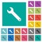 Single wrench square flat multi colored icons