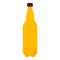 Single yellow beer bottle with brown cover