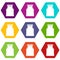 Singlet icon set color hexahedron