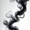 a singular intricately flowing different colored smoke stream against either a black or white background.