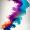 a singular intricately flowing different colored smoke stream against either a black or white background.