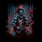 Sinister clown with guitar. Rock concert. AI generative