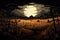 sinister Halloween vector background with a haunted cornfield, scarecrows, and a foreboding storm, Generated AI