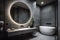 sink design mirror wall luxury room bathroom home gray concrete interior. Generative AI.