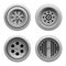 Sink drainage. Steel round bathroom or basin system closeup drain water decent vector templates set isolated