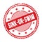 SINK-OR-SWIM text written on red grungy round stamp