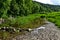 The sinking Danube water disappears into a karst water system of the well-stratified limestone formation.