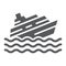 Sinking ship glyph icon, disaster and water, boat catastrophe sign, vector graphics, a solid pattern on a white