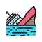 sinking ship sad mood color icon vector illustration