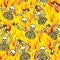 Sinners in fire hell seamless pattern. dead in Gehenna. Skeleton