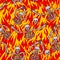 Sinners in fire hell seamless pattern. dead in Gehenna. Skeleton