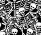 Sinners seamless pattern. Skeleton in Hell background. Ornament