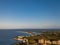 Sint Maarten\'s island Netherlands side view from the air at sunset