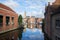 Sint Salvatorskathedraal over canal, Bruges