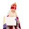 Sinterklaas with book on white background