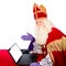 Sinterklaas with notebook or laptop