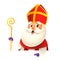 Sinterklaas or Saint Nicholas peeking on signboard - design template isolated on transparent background