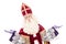 Sinterklaas on white background with arms wide