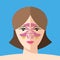 Sinusitis disease, vector nose illustration, sinus anatomy, human respiratory system. Flat style