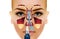 Sinusitis. Healthy and inflammation nasal sinus vector illustration