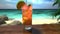 Sip in Style: A Peach Iced Tea with a Touch of the Tropics, Product Photo Mockup, Illustartion, HD Photorealistic - Generative AI